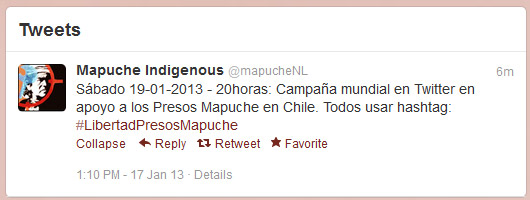 campaña digital en apoyo a los Presos Mapuche